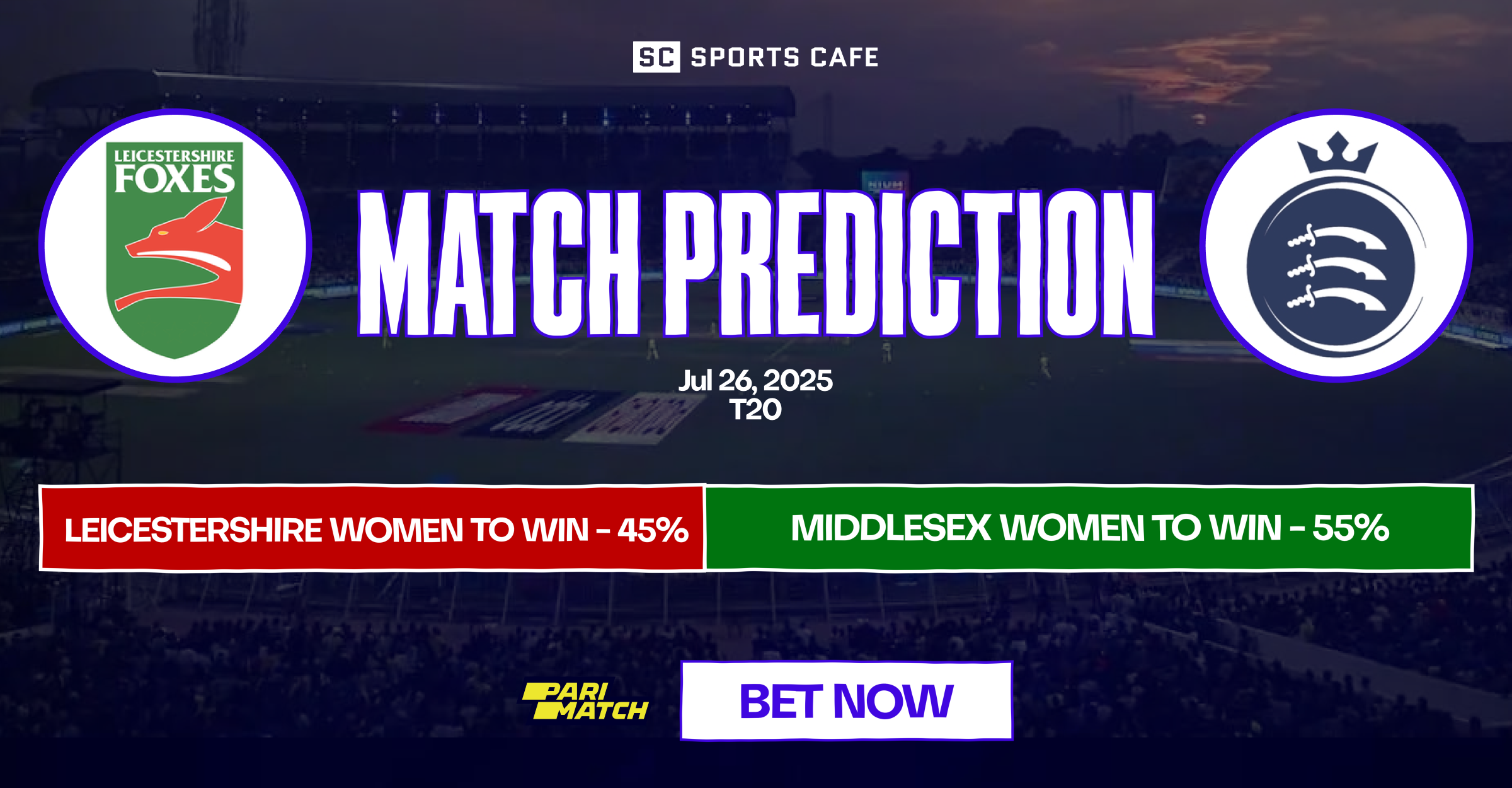 Leicestershire Women vs Middlesex Women match prediction.